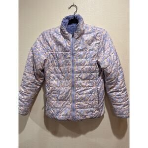 The North Face Reversible Mossbud Swirl Jacket Insulated Floral Purple Fleece L